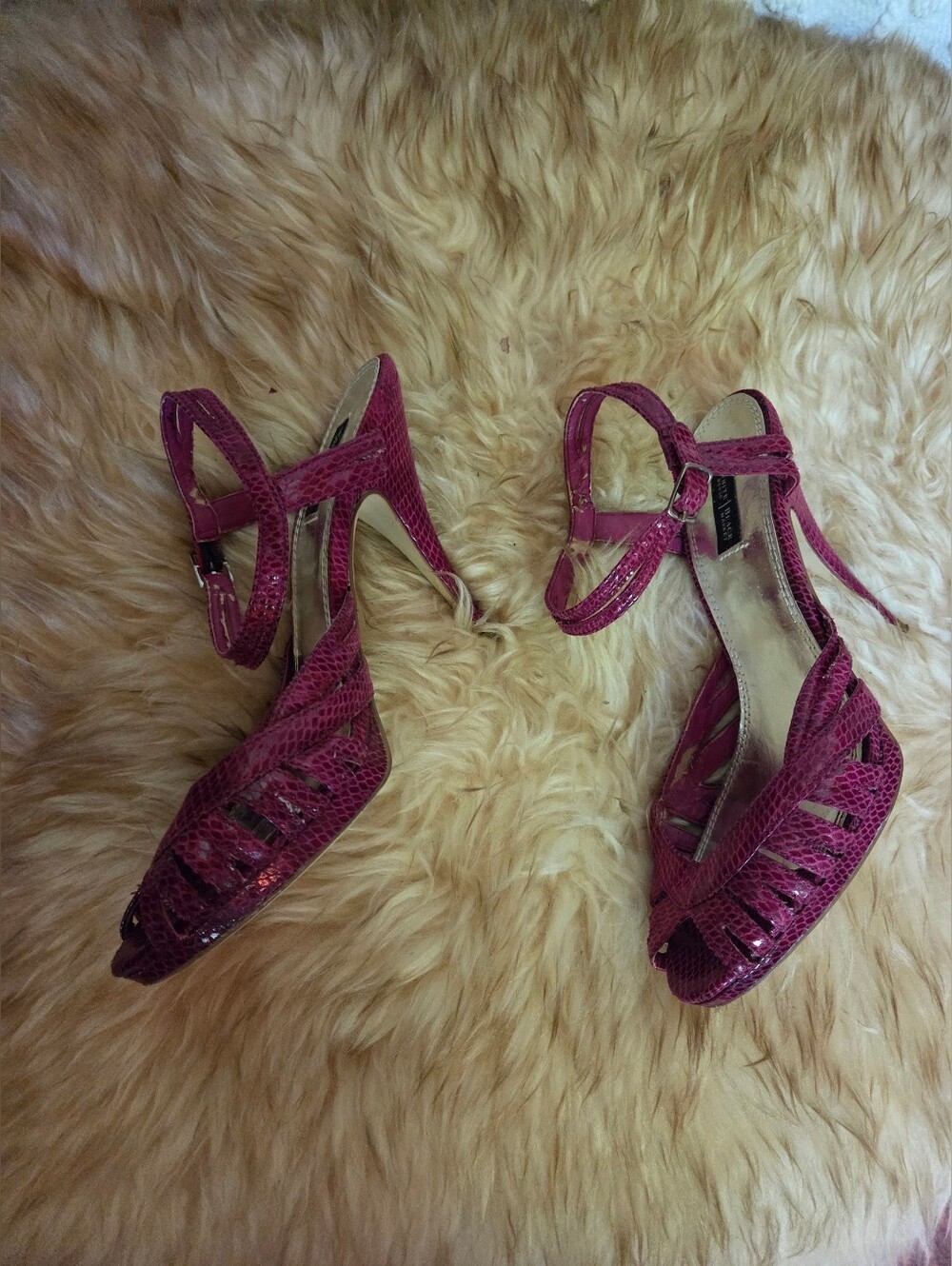 White House Black Market Women’s Raspberry Ankle-Strap Heeled Sandals
